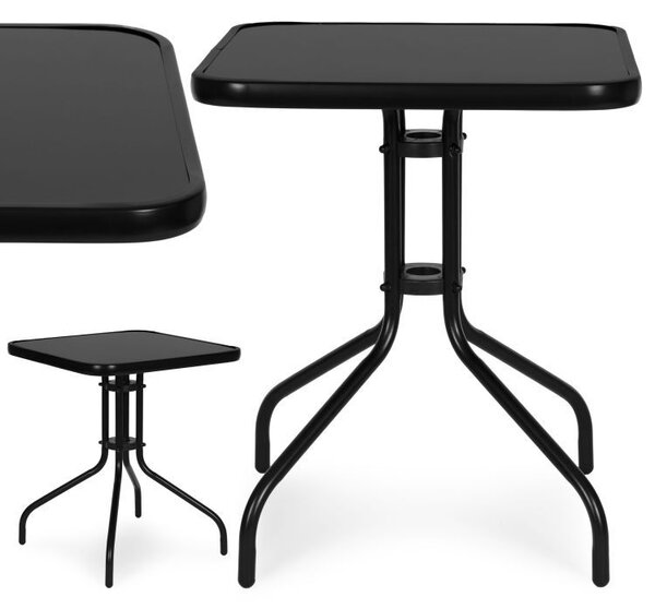 Kvadratni vrtni stol 60 x 60 cm s kaljenim staklom - crni