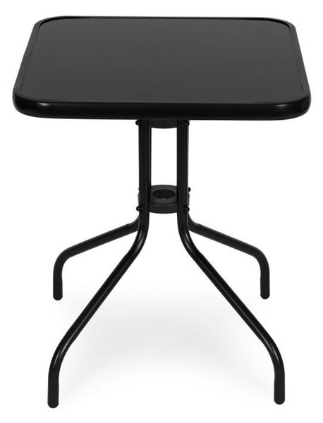 Kvadratni vrtni stol 60 x 60 cm s kaljenim staklom - crni