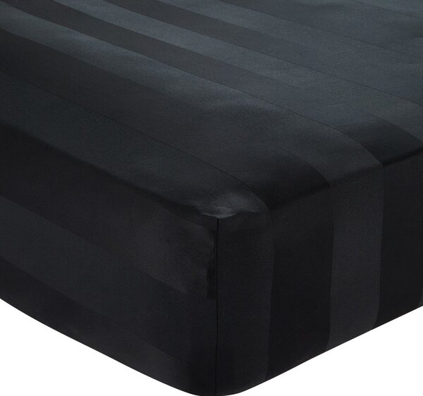 Crna satenska plahta s gumom 150x200 cm So Soft Satin Stripe – Catherine Lansfield