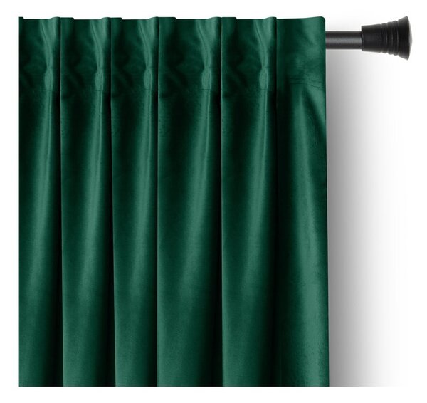 Tamno zelena zavjesa za djelomično zamračenje od samta 140x245 cm Pleat – Restilo