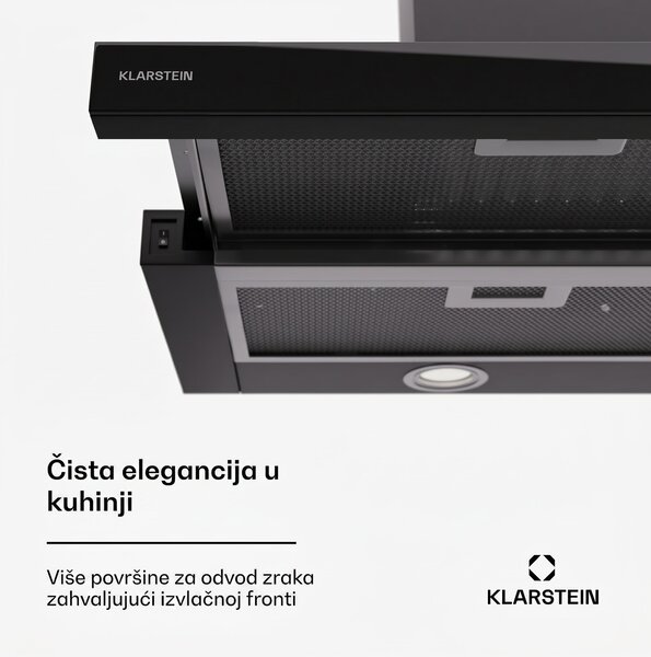 Klarstein Mariana 90 Neo plosnata napa 491 m³/h odvod/recirkulacija LED EEK C