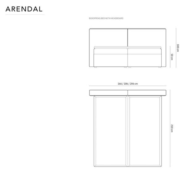 Krem boxspring krevet s prostorom za pohranu 160x200 cm Arendal – Cosmopolitan Design