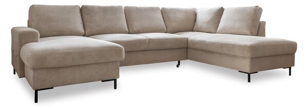Bež sklopiva kutna garnitura od samta (s desnim kutom) Lofty Lilly – Miuform