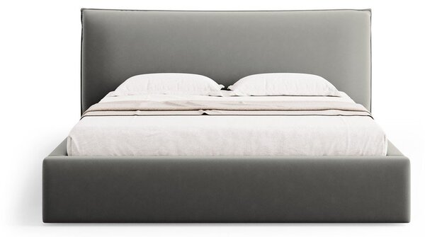 Sivi tapecirani bračni krevet s prostorom za pohranu s podnicom 180x200 cm Elio – Milo Casa
