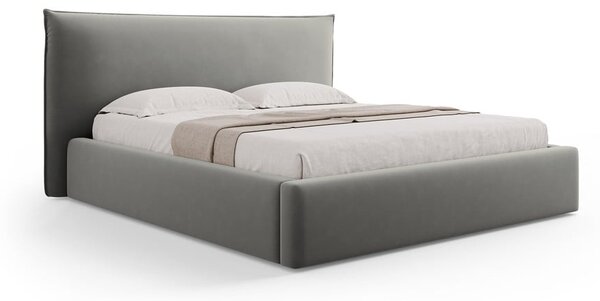Sivi tapecirani bračni krevet s prostorom za pohranu s podnicom 180x200 cm Elio – Milo Casa