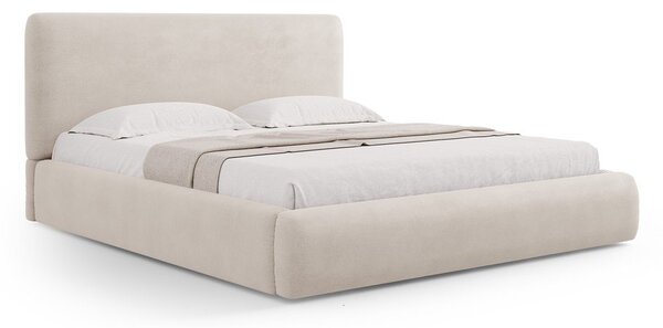 Bež tapecirani bračni krevet s prostorom za pohranu s podnicom 180x200 cm Colonel – Cosmopolitan Design