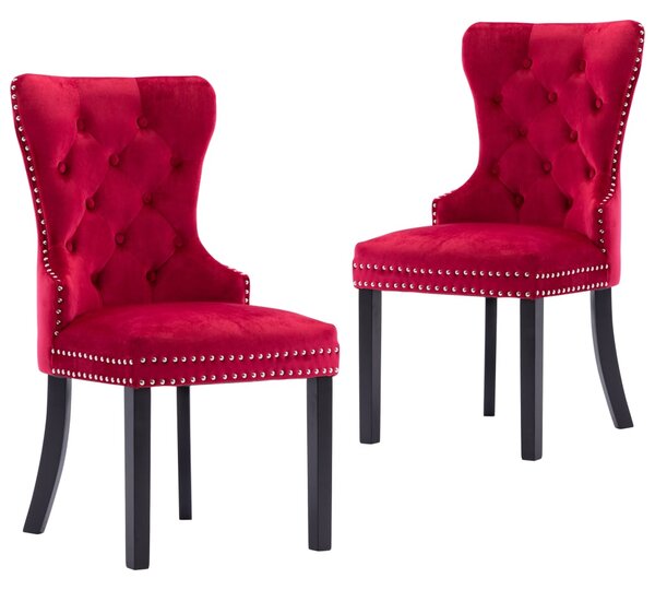 VidaXL Blagovaonske stolice 2 kom crvena boja vina baršunaste