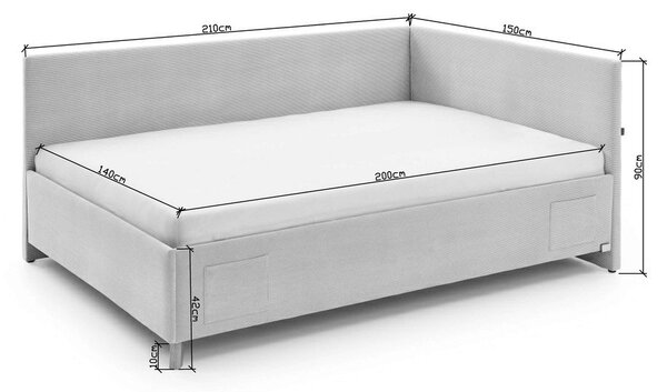 Bež podstavljeni kutni dječji krevet s prostorom za odlaganje s podnicom 140x200 cm Cool – Meise Möbel