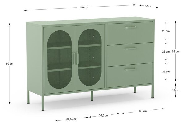 Mentol zelena komoda 140x90 cm Diora – Marckeric