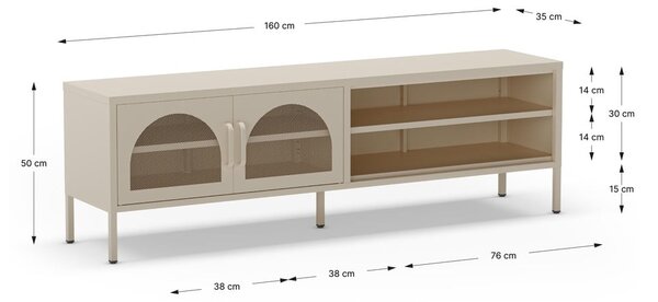 Krem TV komoda 160x50 cm Diora – Marckeric