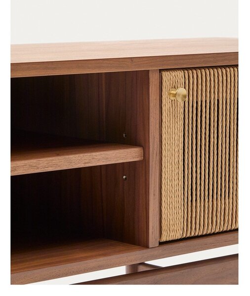 Smeđa TV komoda u dekoru oraha 200x50 cm Elan – Kave Home