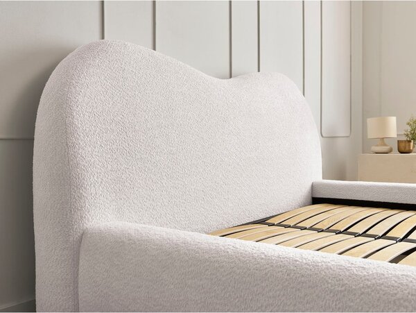 Bijeli tapecirani bračni krevet s prostorom za odlaganje s podnicom 180x200 cm Orlane – Bobochic Paris