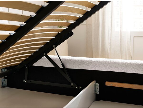 Bijeli tapecirani bračni krevet s prostorom za odlaganje s podnicom 180x200 cm Orlane – Bobochic Paris