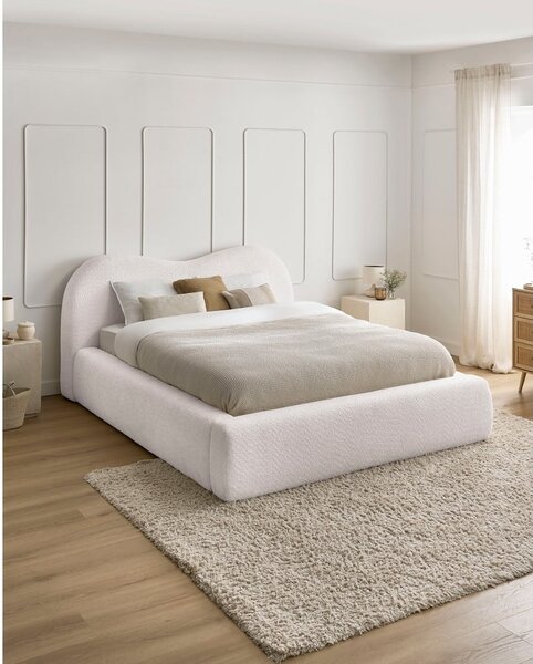 Bijeli tapecirani bračni krevet s prostorom za odlaganje s podnicom 180x200 cm Orlane – Bobochic Paris