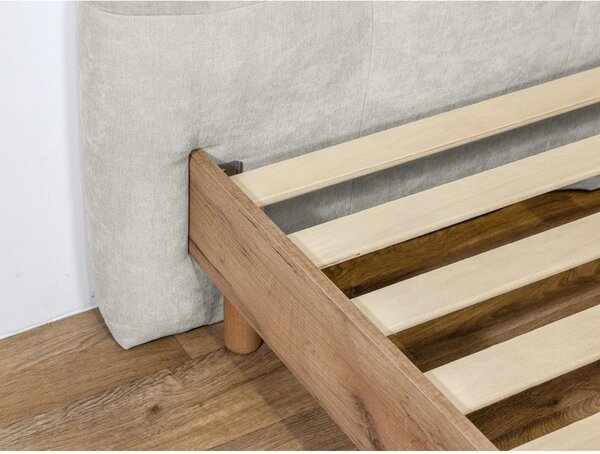 Svijetlo sivi tapecirani bračni krevet s podnicom 180x200 cm Kumo – Bobochic Paris