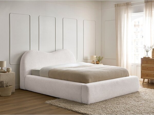 Bijeli tapecirani bračni krevet s prostorom za odlaganje s podnicom 180x200 cm Orlane – Bobochic Paris
