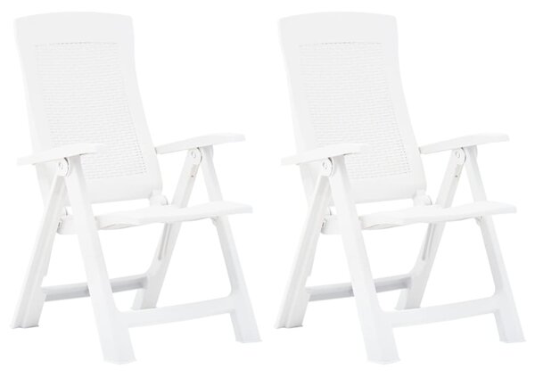VidaXL Vrtne nagibne stolice 2 kom plastične bijele