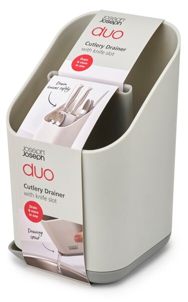 Svijetlo sivi plastičan ocjeđivač za posuđe za pribor 12x11 cm Duo – Joseph Joseph