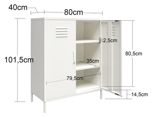 Bijeli metalni ormarić 40x102x80 cm Mission District – Støraa