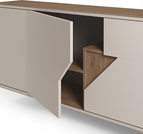 Krem/u prirodnoj boji komoda u dekoru hrasta 150x80x40 cm Lilou – Marckeric