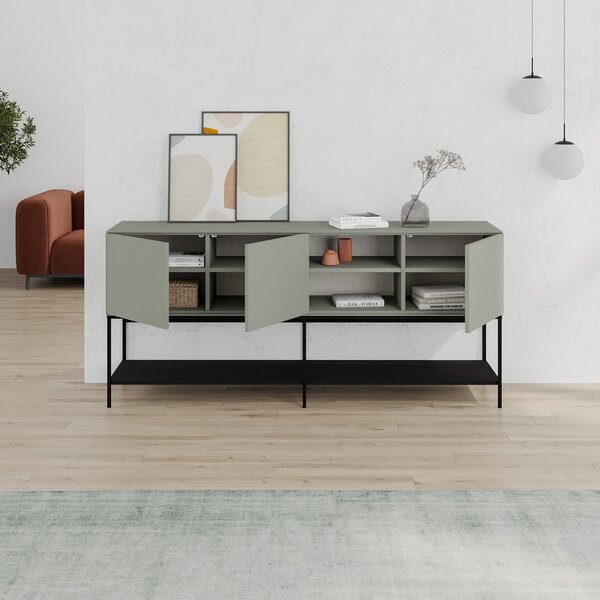 Zelena/crna komoda 180x80x40 cm Amira – Marckeric