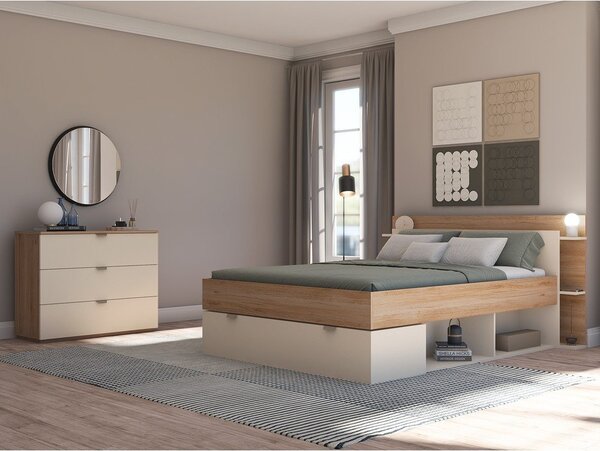 Krem/u prirodnoj boji komoda u dekoru hrasta 100x80x40 cm Dennis – Marckeric