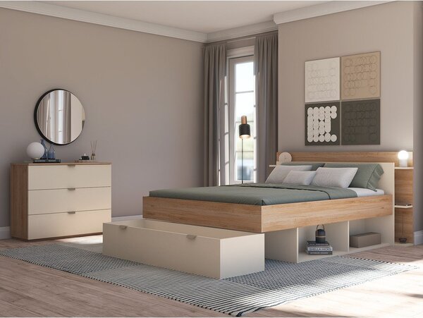 Krem/u prirodnoj boji komoda u dekoru hrasta 100x80x40 cm Dennis – Marckeric