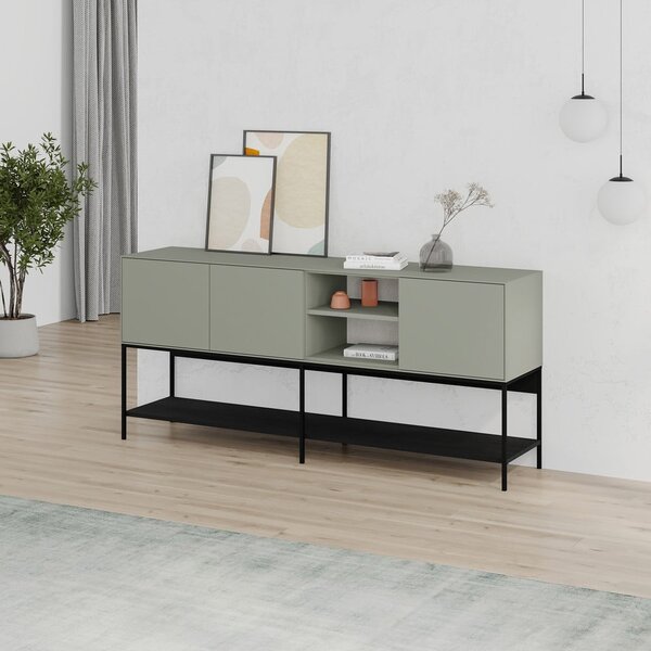 Zelena/crna komoda 180x80x40 cm Amira – Marckeric