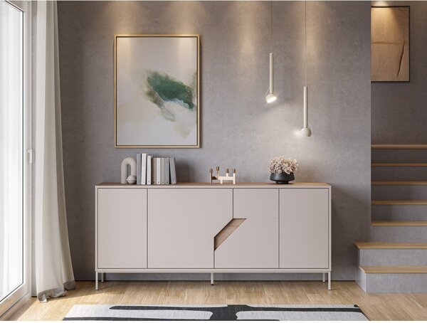 Krem/u prirodnoj boji komoda u dekoru hrasta 180x80x40 cm Lilou – Marckeric