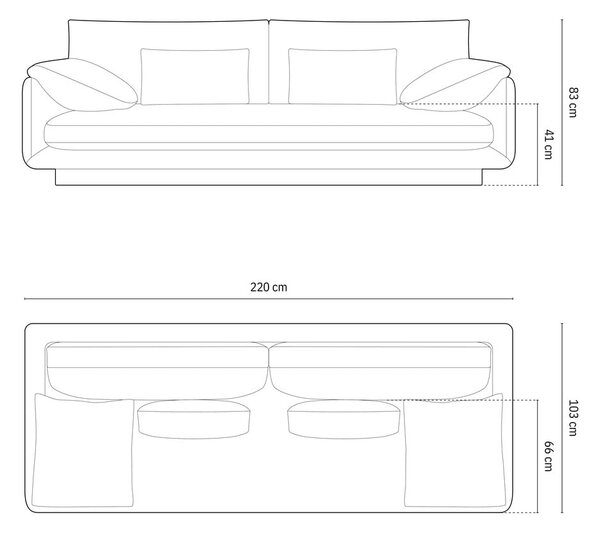 Svijetlo siva baršunasti sofa 220 cm Torino – Micadoni
