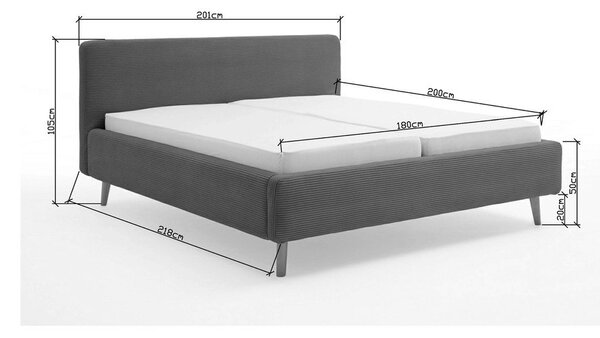 Bež tapecirani bračni krevet bez podnice 180x200 cm Mattis – Meise Möbel