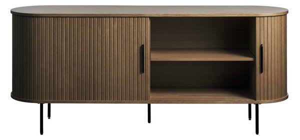 Smeđa komoda u dekoru hrasta s kliznim vratima 180x76x45 cm Nola – Unique Furniture