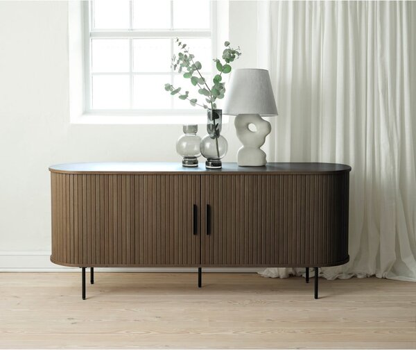 Smeđa komoda u dekoru hrasta s kliznim vratima 180x76x45 cm Nola – Unique Furniture