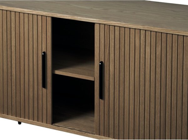 Smeđa komoda u dekoru hrasta s kliznim vratima 180x76x45 cm Nola – Unique Furniture