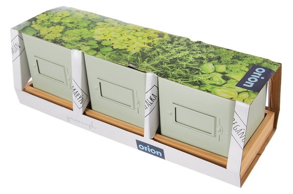 Metalne posude za cvijeće u setu 3 kom za bilje Greenish – Orion