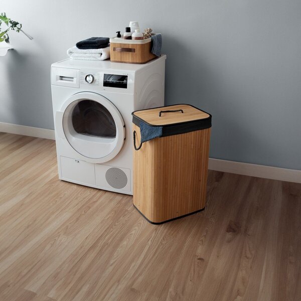 Crna/u prirodnoj boji bambusova košara za rublje 78 l Bamboo – Compactor