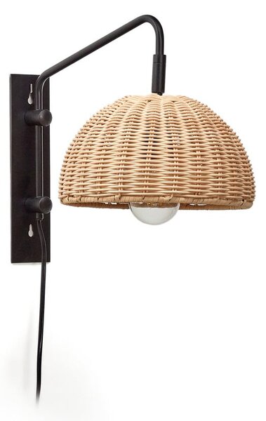 Crna/u prirodnoj boji zidna lampa ø 23 cm Damila – Kave Home