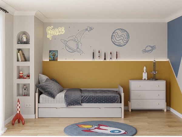 Krem dječji krevet od masivnog bora s dodatnim ležajem 90x190 cm Enola – Marckeric