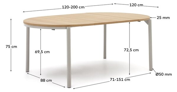 Okrugli proširiv blagovaonski stol u dekoru hrasta ø 120 cm Montuiri – Kave Home