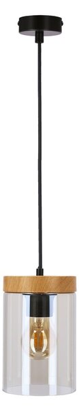 Black Friday - Crna/u prirodnoj boji viseća svjetiljka sa staklenim sjenilom ø 12 cm Wels – Candellux Lighting