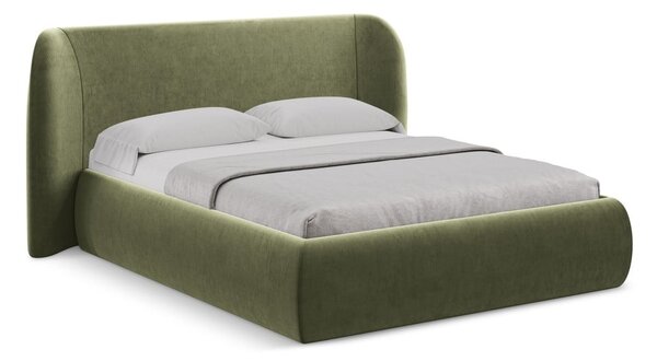 Zeleni tapecirani bračni krevet s prostorom za odlaganje s podnicom 180x200 cm Hauke – Makamii