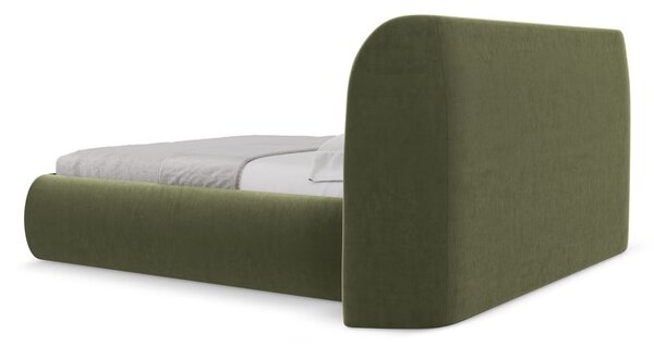 Zeleni tapecirani bračni krevet s prostorom za odlaganje s podnicom 180x200 cm Hauke – Makamii