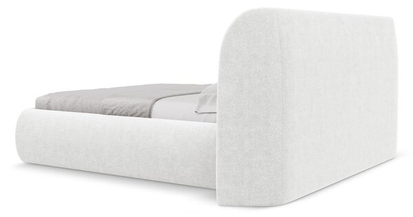 Bijeli tapecirani bračni krevet s prostorom za odlaganje s podnicom 160x200 cm Hauke – Makamii