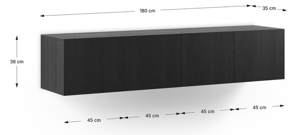 Crna TV komoda 180x38x35 cm Daroca – Marckeric