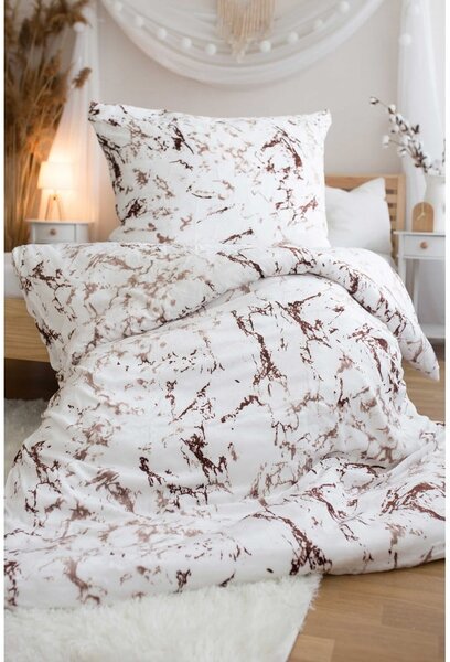 Black Friday - Bijela/smeđa posteljina za krevet za jednu osobu od mikropliša 140x200 cm – Jerry Fabrics