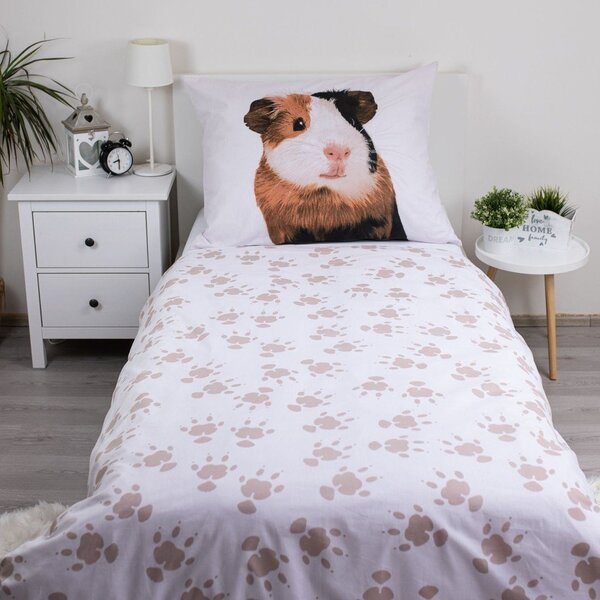 Bijela pamučna dječja posteljina za krevet za jednu osobu 140x200 cm Guinea Pig – Jerry Fabrics