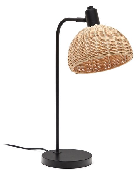 Black Friday - Crna/u prirodnoj boji stolna lampa sa sjenilom od ratana (visina 56 cm) Damila – Kave Home