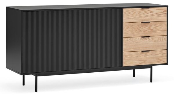 Crna/u prirodnoj boji niska komoda u dekoru hrasta 159x80 cm Sierra – Teulat