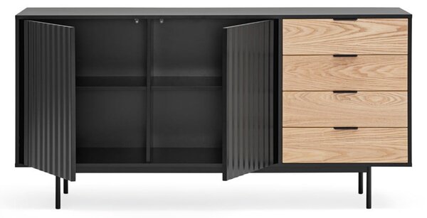 Crna/u prirodnoj boji niska komoda u dekoru hrasta 159x80 cm Sierra – Teulat