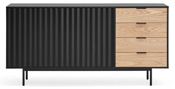 Crna/u prirodnoj boji niska komoda u dekoru hrasta 159x80 cm Sierra – Teulat